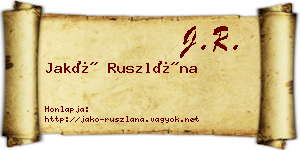 Jakó Ruszlána névjegykártya